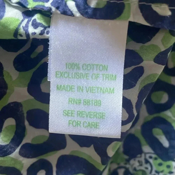 Lilly Pulitzer Thrill of the Chase Animal Cheetah Prt Blue Green Cotton Top Sz M - Picture 9 of 9